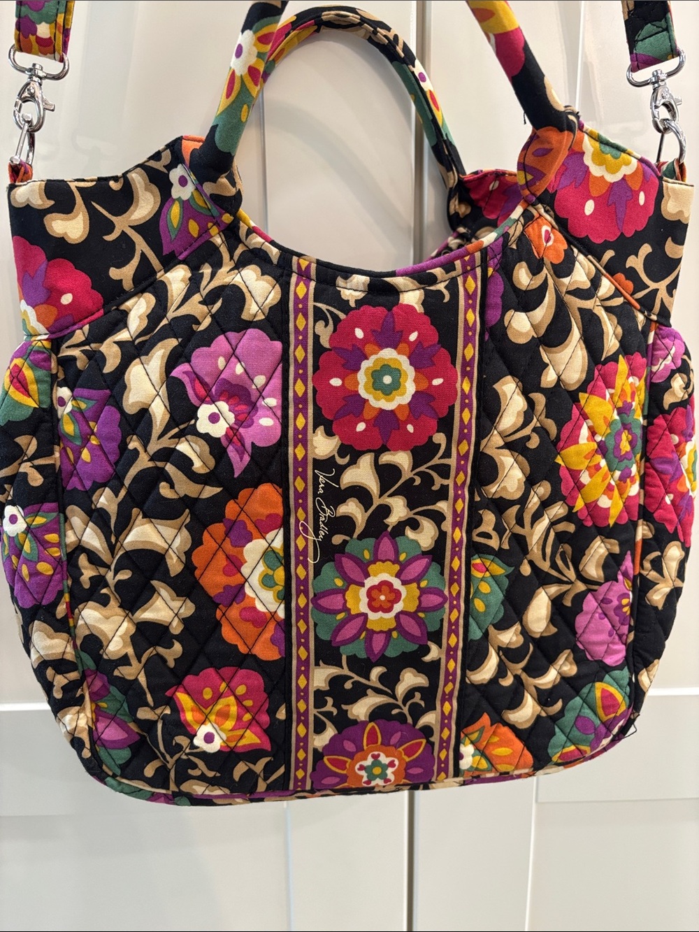 Vera Bradley Quilted Floral Tote Bag in Black and Multicolor - Picture 5 of 7